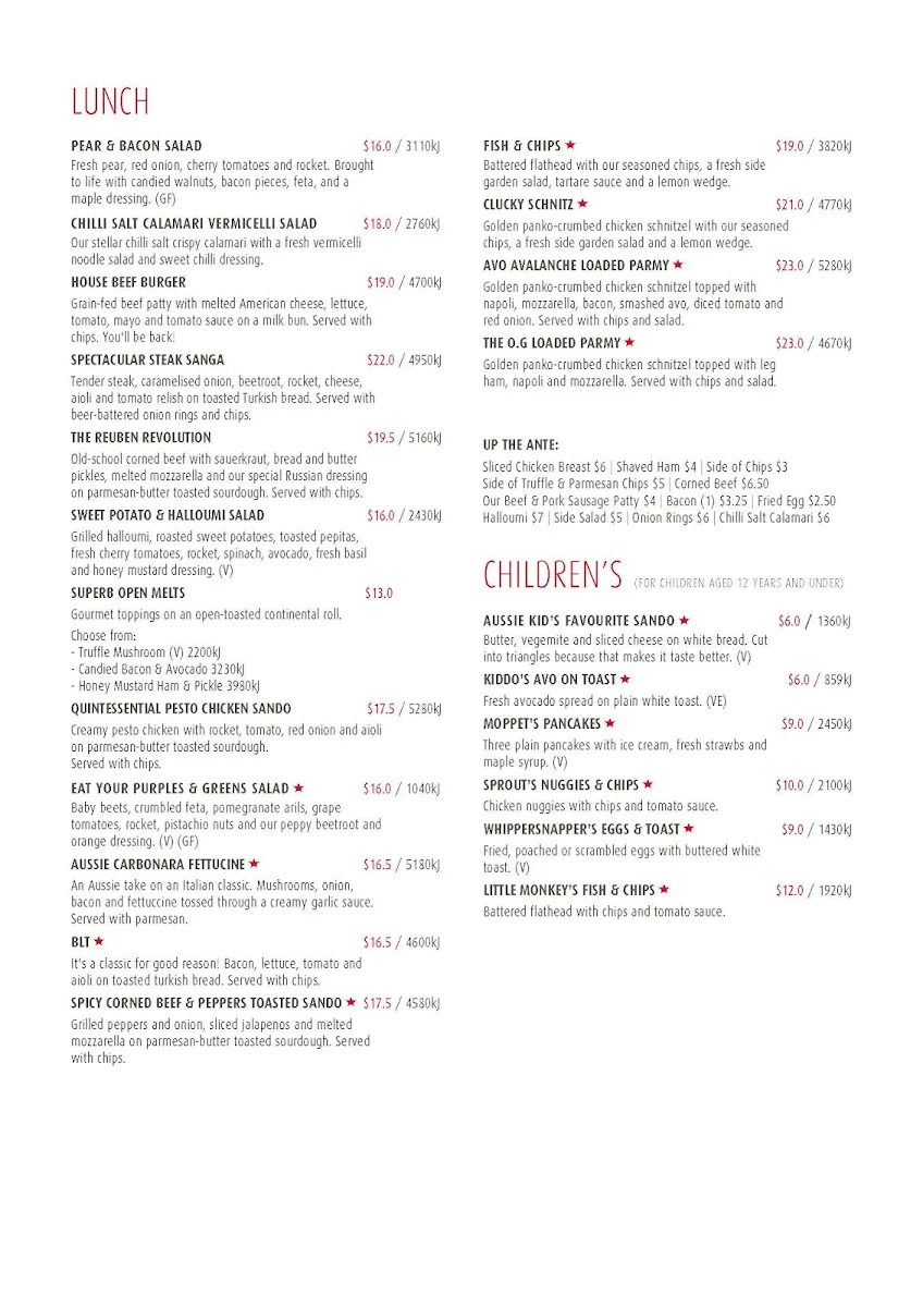 Menu, Stellarossa Narangba