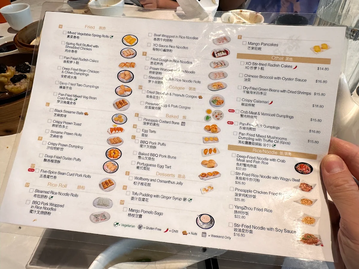 Menu, The Panda Yum Cha