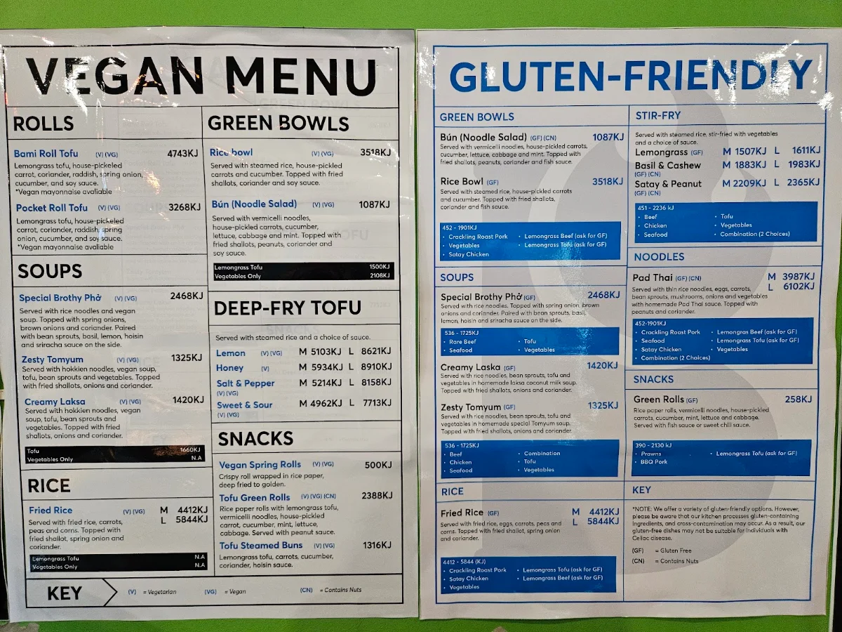Menu, Bami Kitchen