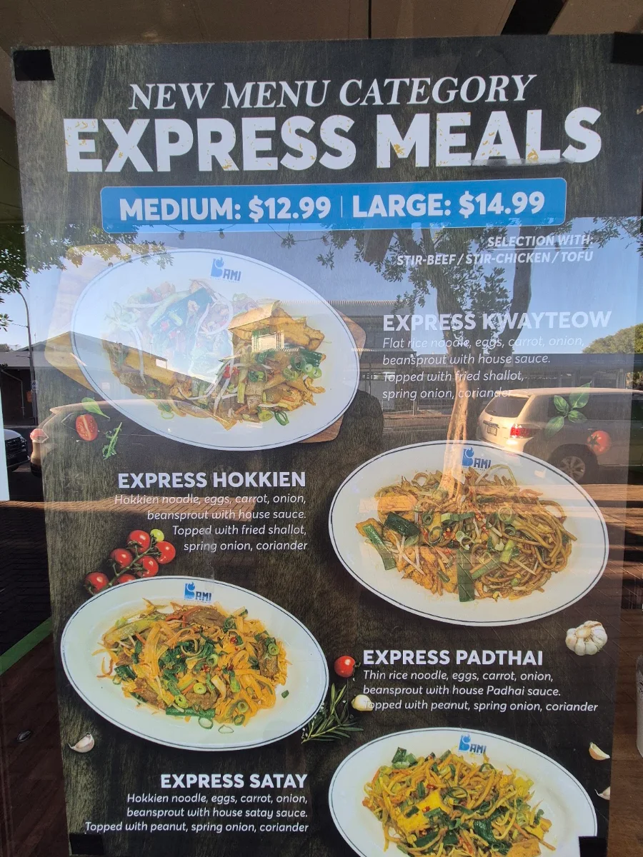 Menu, Bami Kitchen