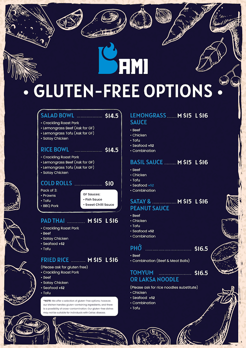 Menu, Bami Kitchen