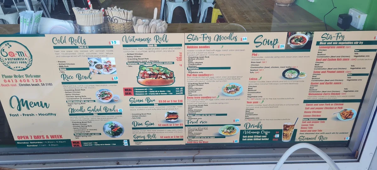 Menu, Bami Kitchen
