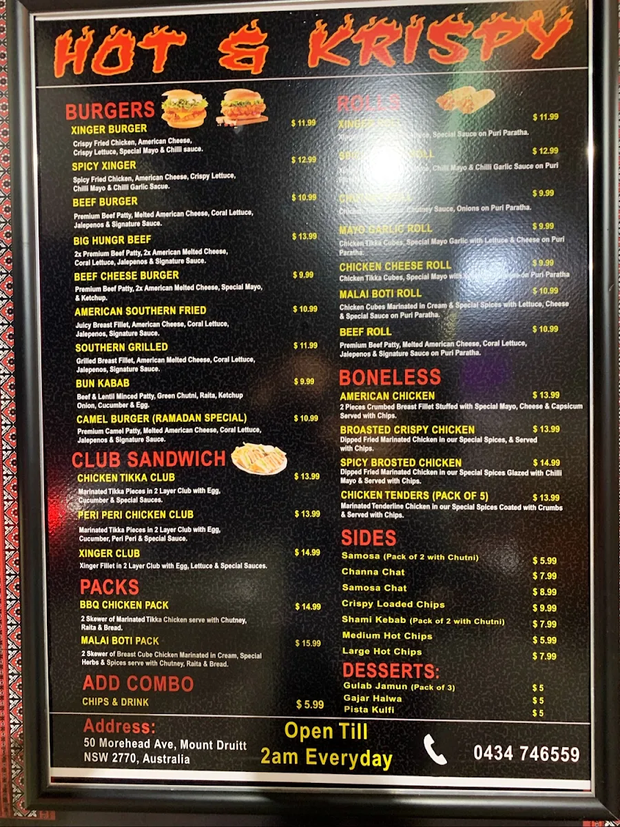 Menu, Hot & Krispy