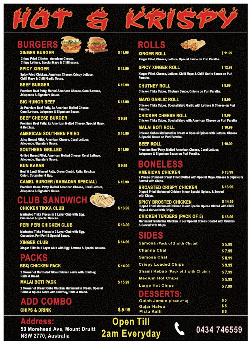 Menu, Hot & Krispy