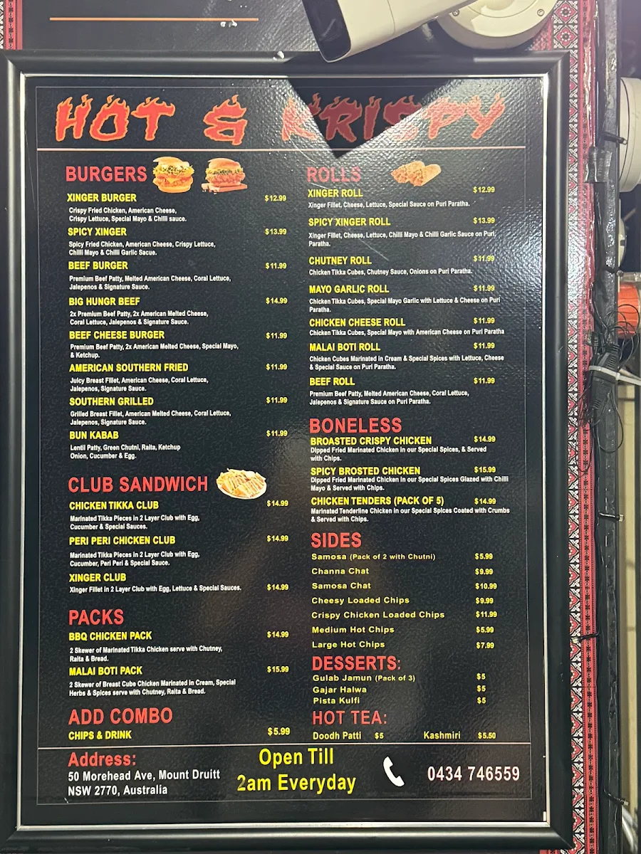 Menu, Hot & Krispy