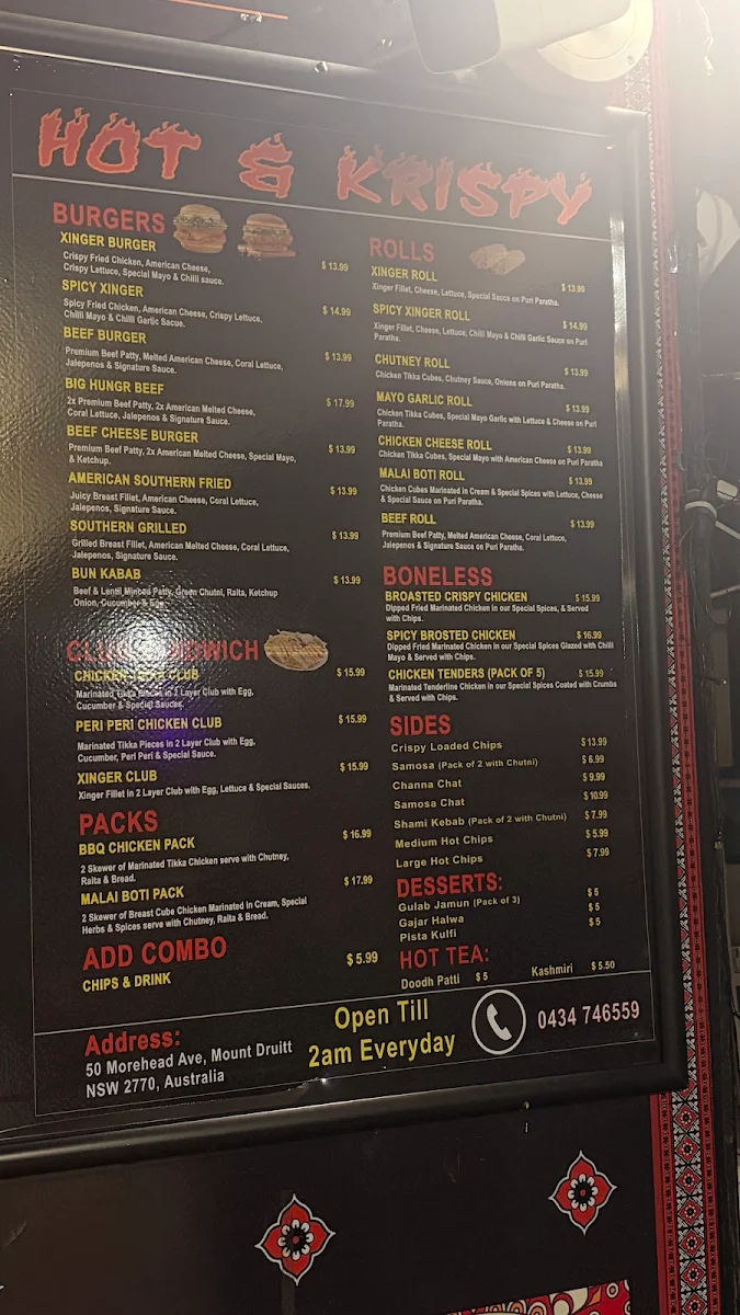 Menu, Hot & Krispy