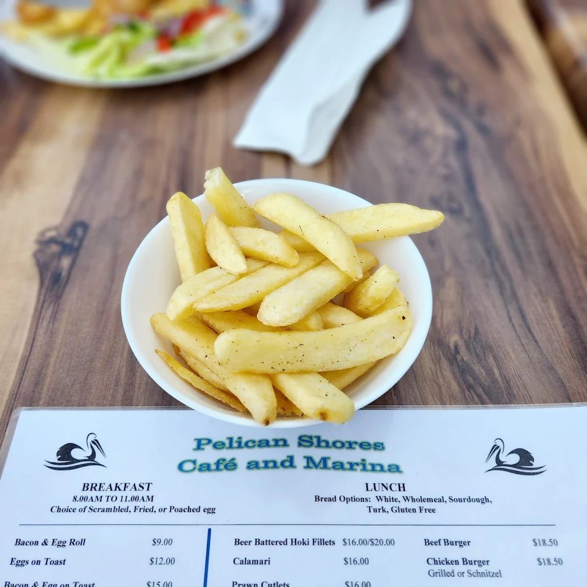 Menu, Pelican Shores Café and Marina