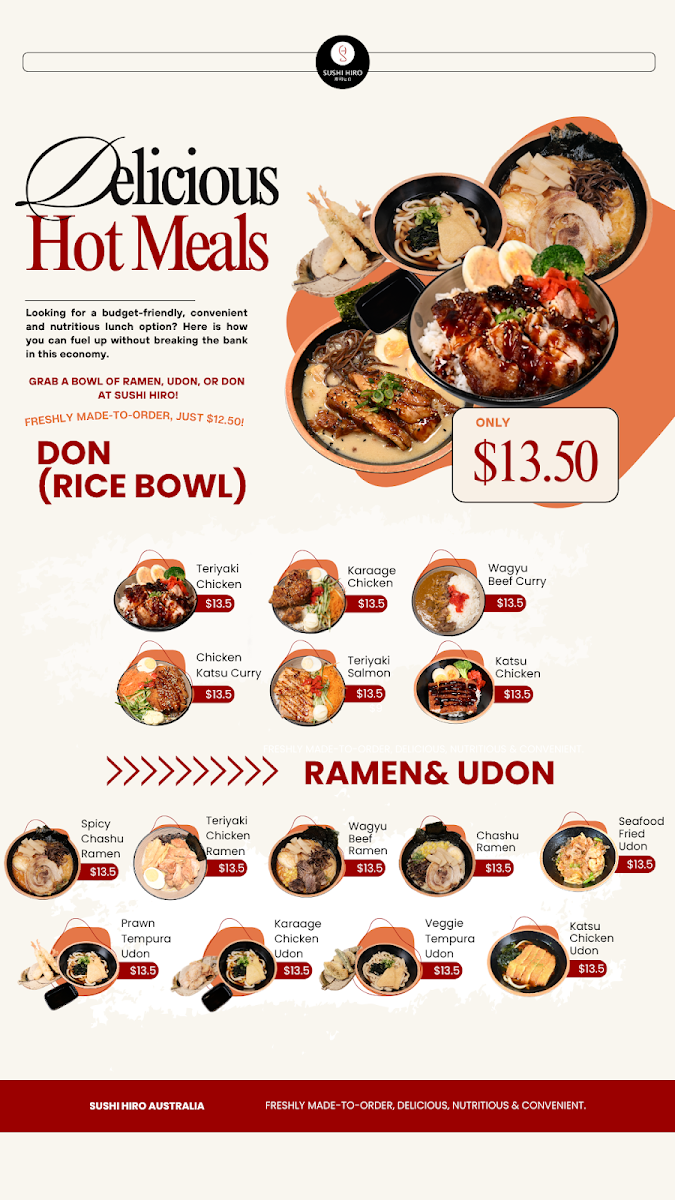 Menu, Sushi Hiro