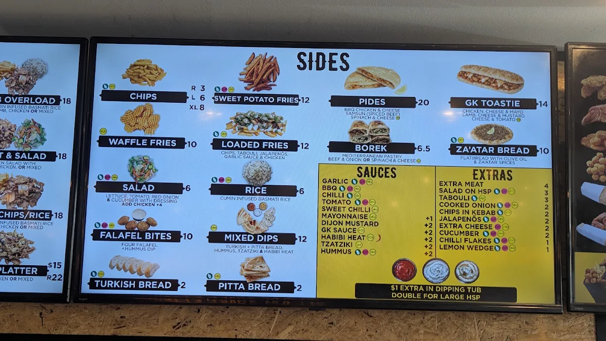 Menu, Glenny Kebabs - Mt Waverley