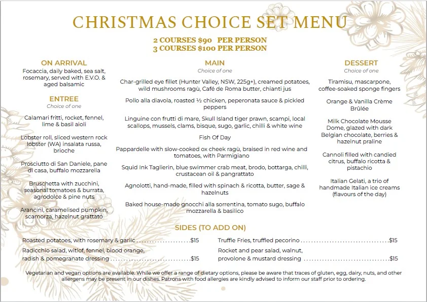 Menu, Sette Bello