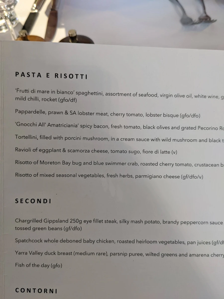 Menu, Sette Bello