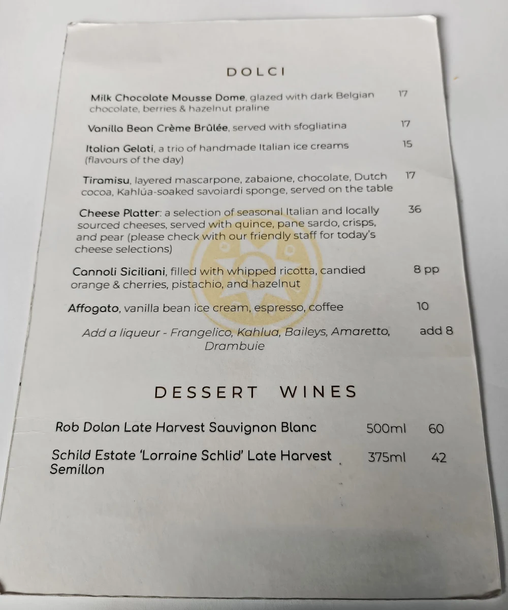Menu, Sette Bello