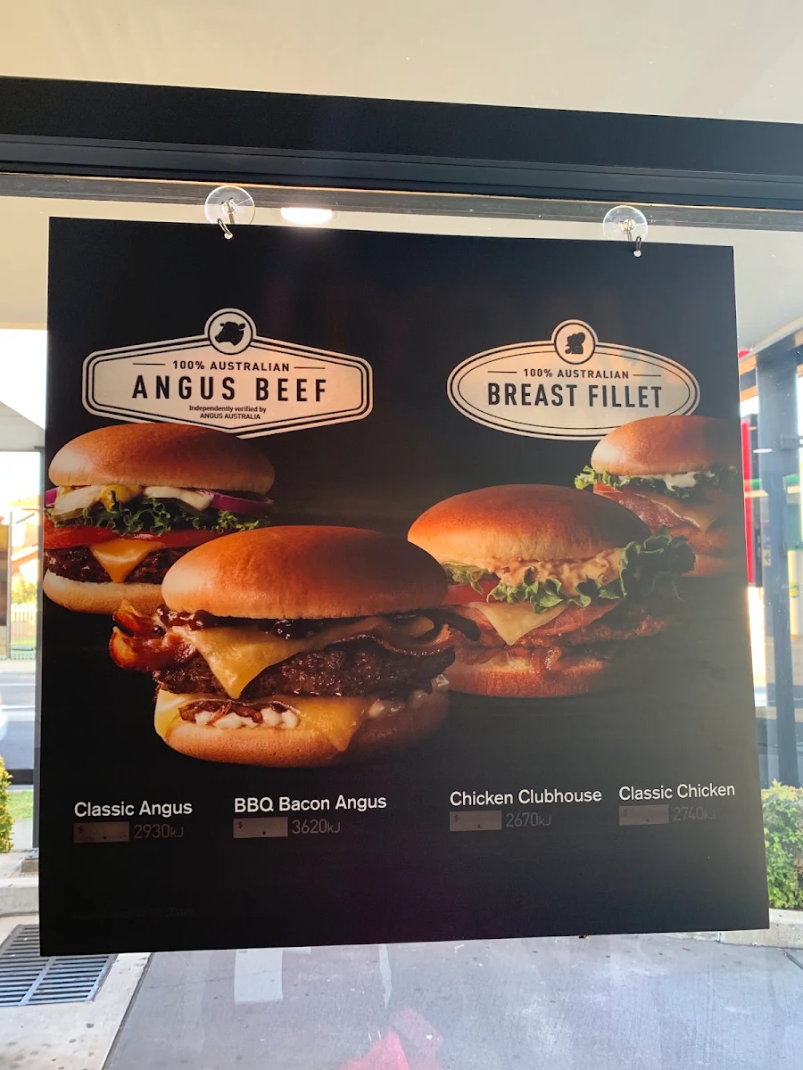 Menu, McDonald's Bonnyrigg Heights