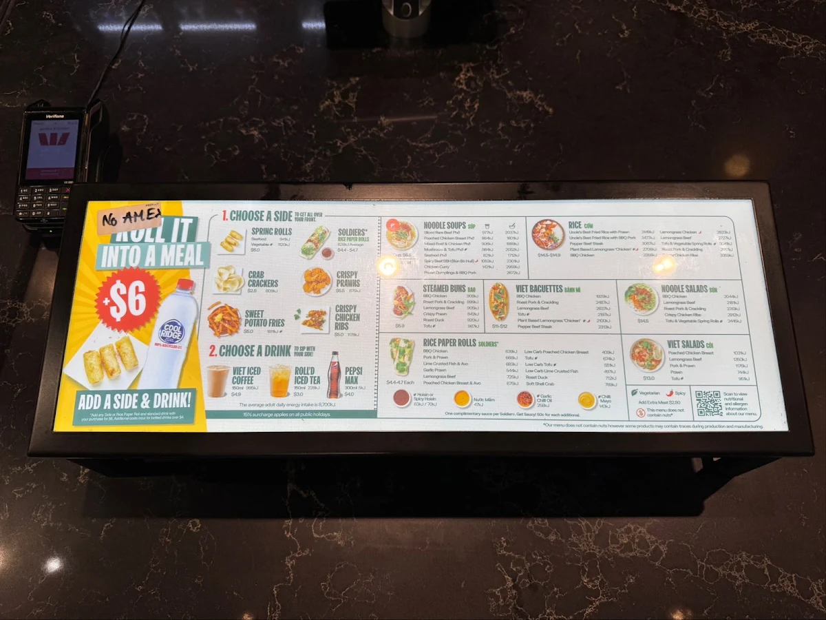 Menu, Roll'd DFO South Wharf