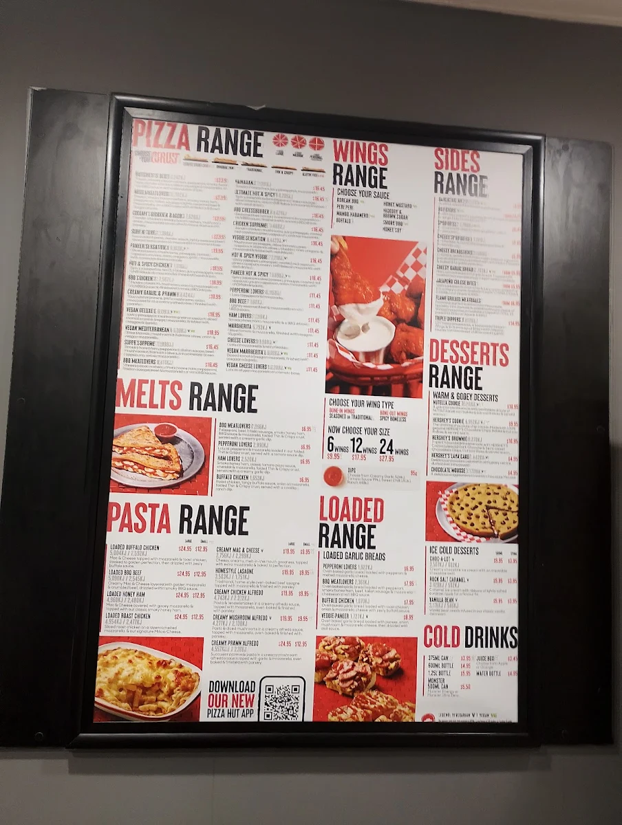 Menu, Pizza Hut Alderley