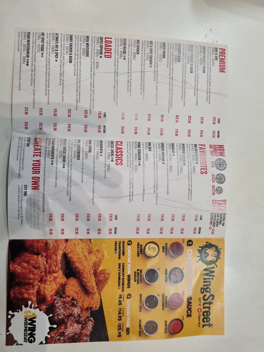 Menu, Pizza Hut Alderley