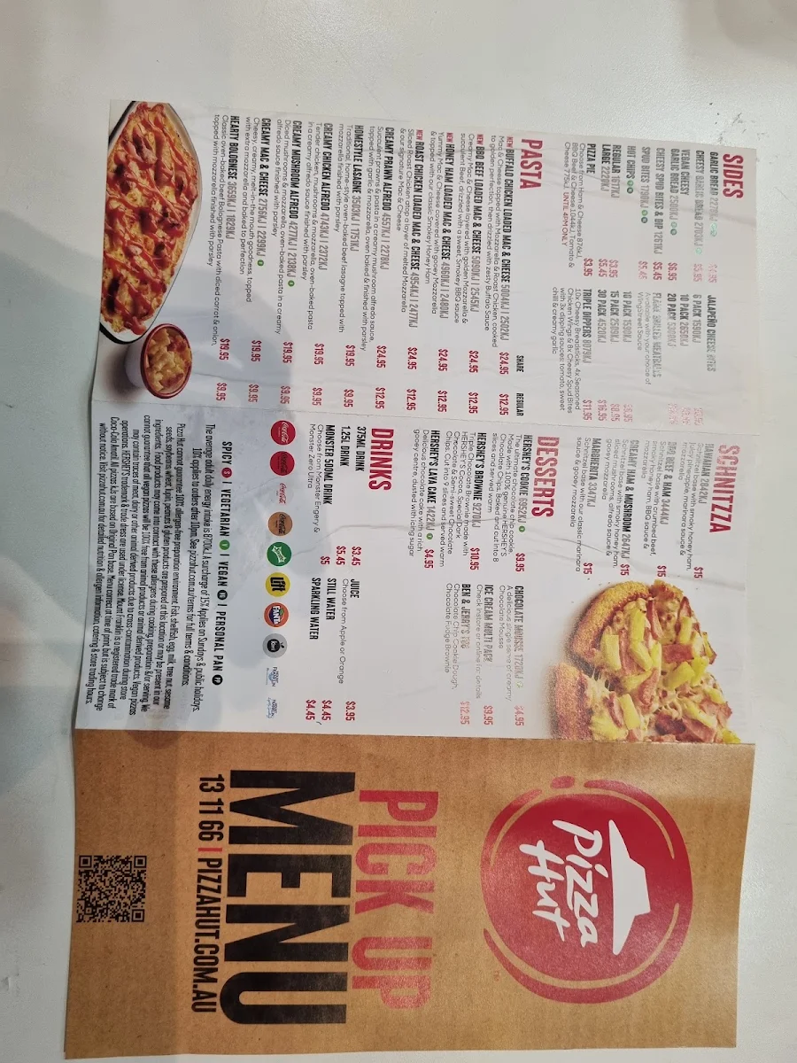 Menu, Pizza Hut Alderley