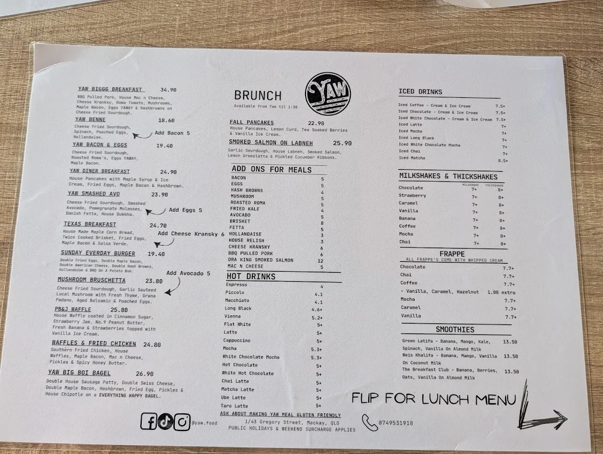 Menu, YAW