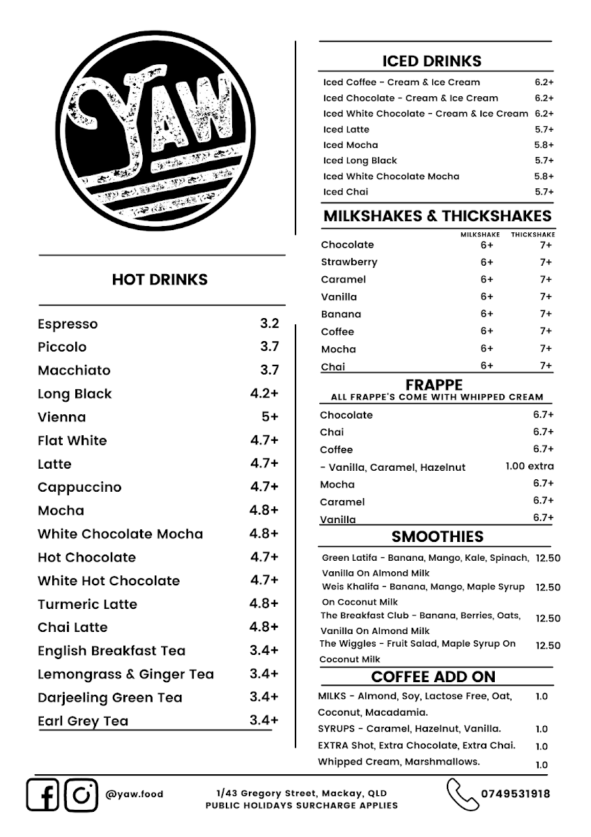Menu, YAW