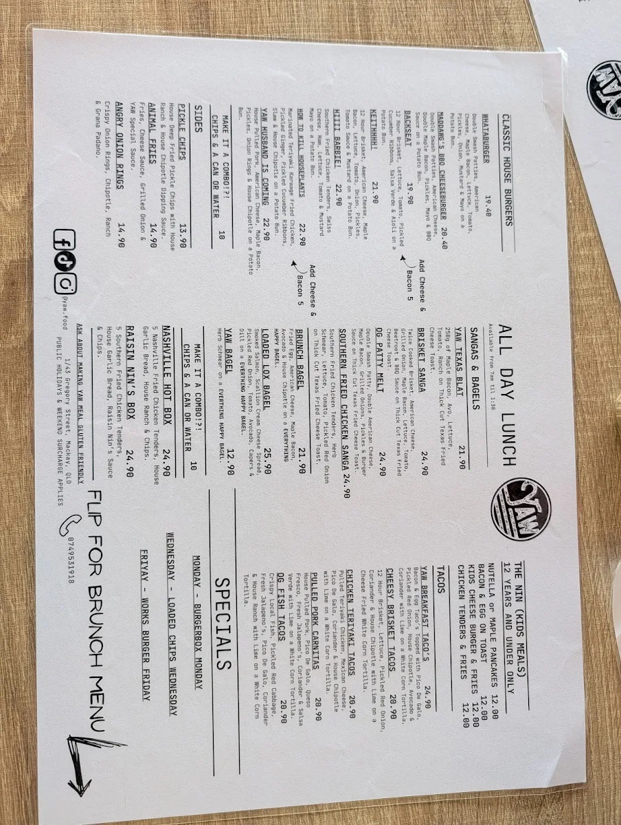Menu, YAW