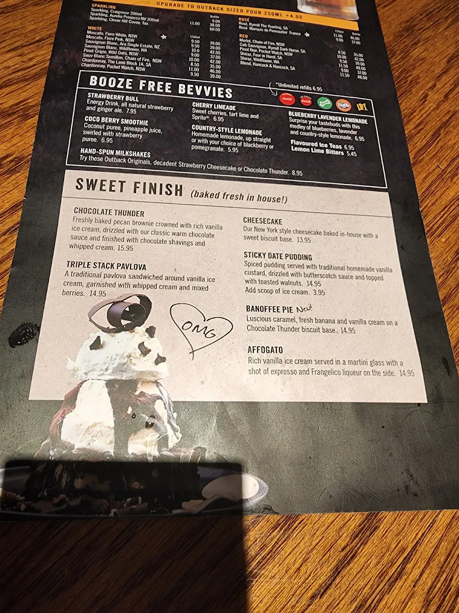 Menu, Outback Steakhouse Campbelltown