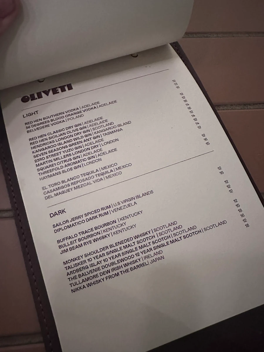 Menu, Oliveti