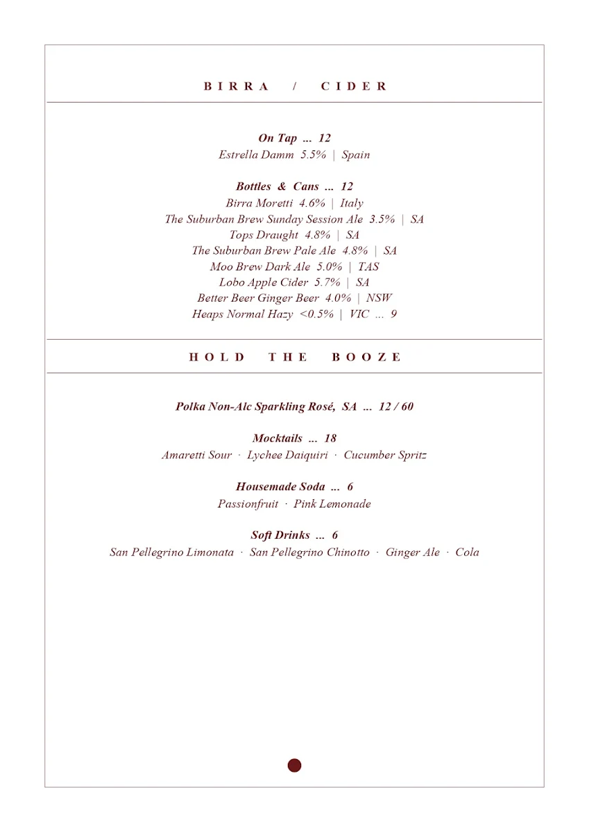 Menu, Oliveti