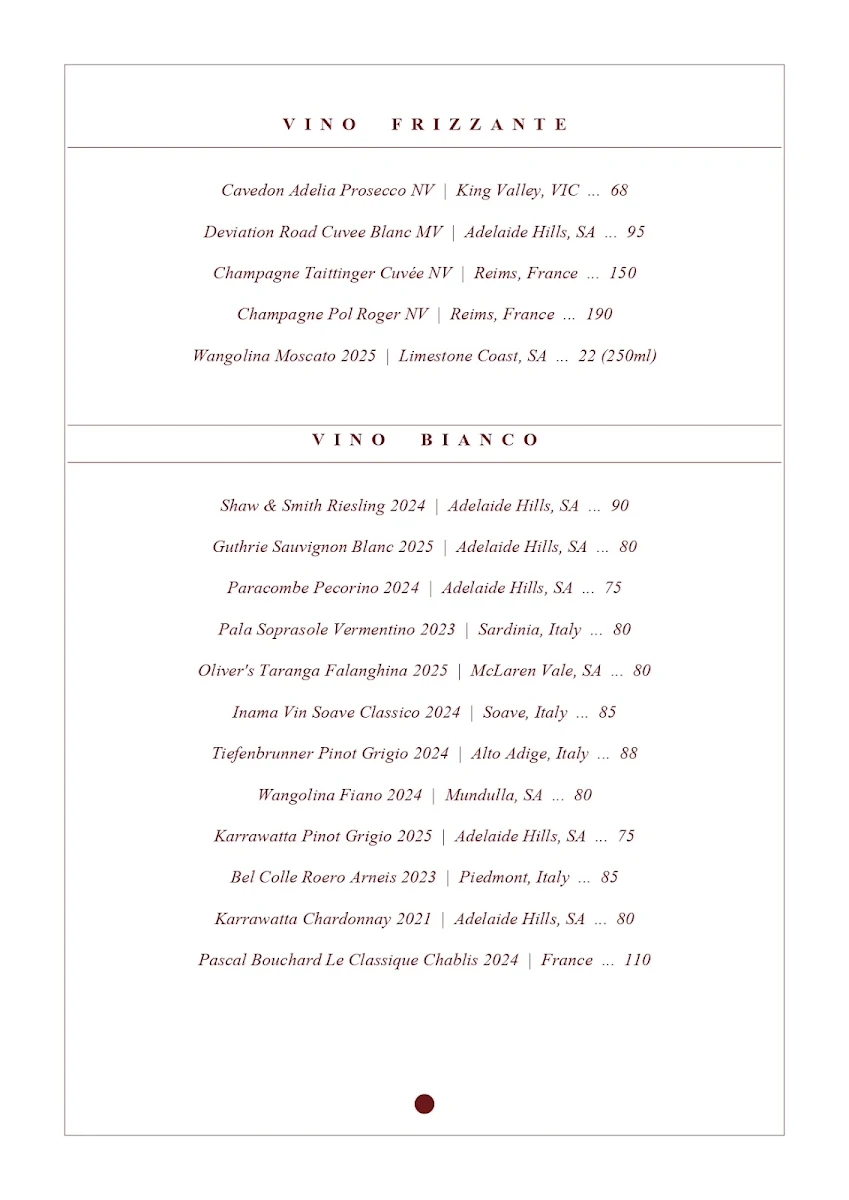 Menu, Oliveti