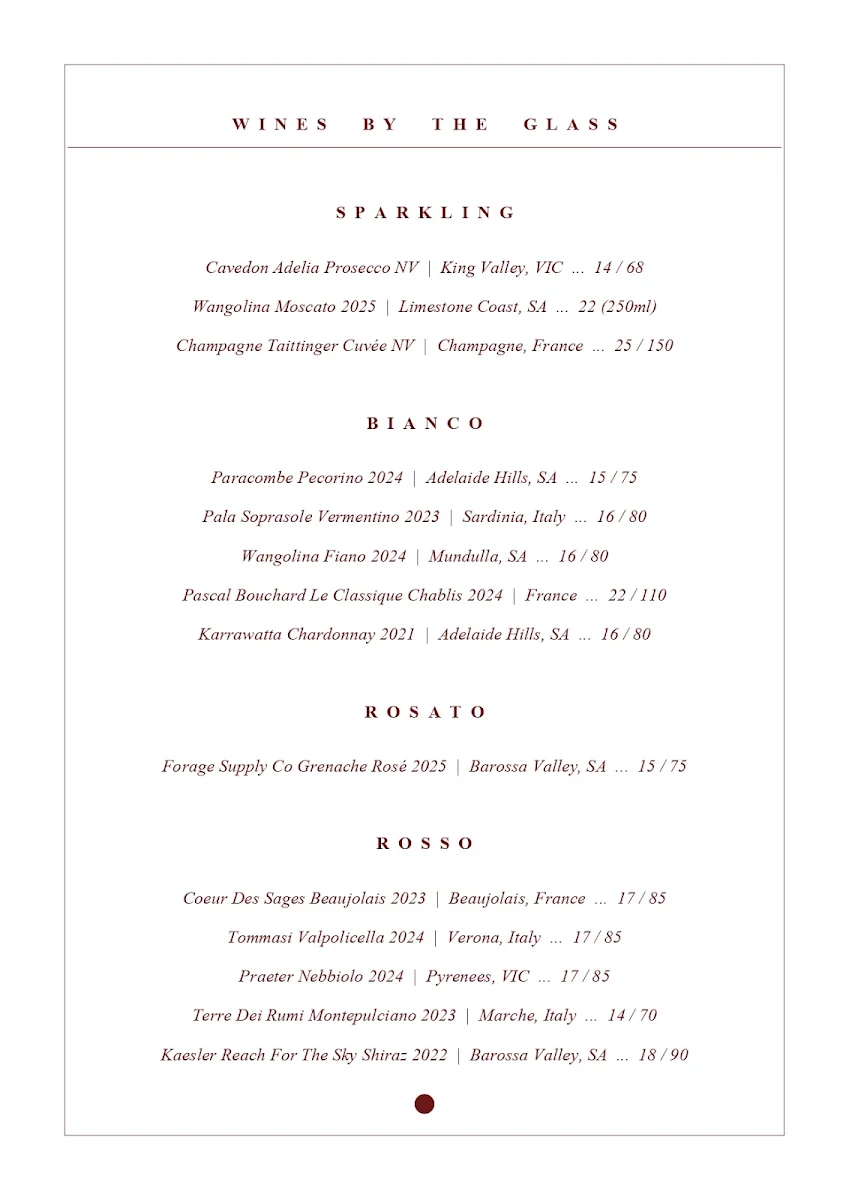 Menu, Oliveti
