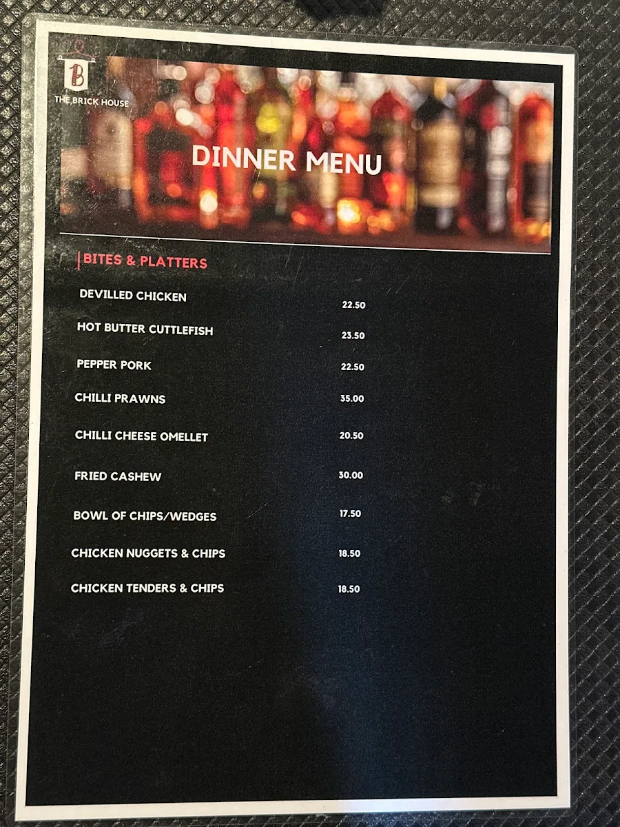 Menu, The Brick House Sri Lankan Restaurant & Bar Berwick