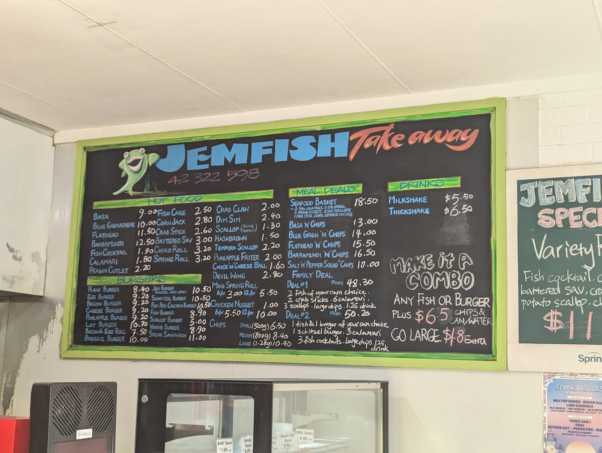 Menu, Jemfish Takeaway