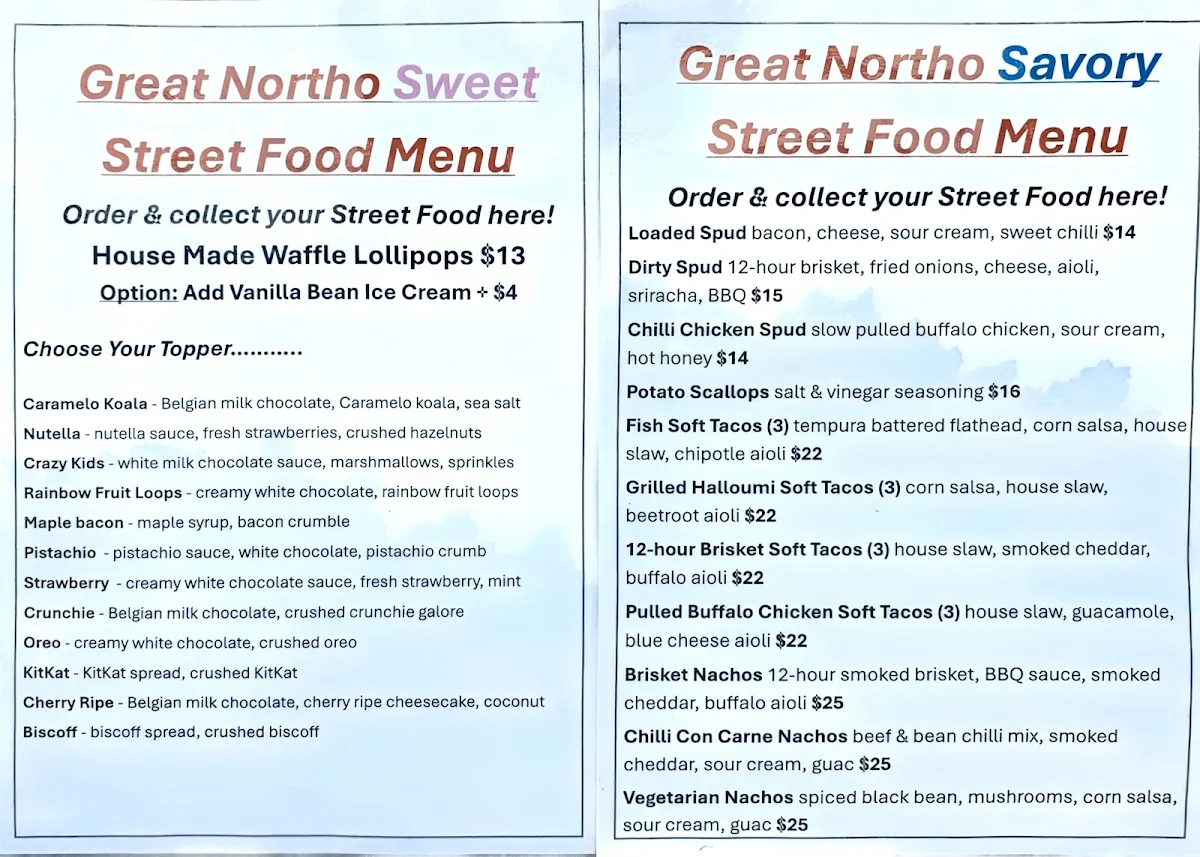 Menu, Great Northern Hotel