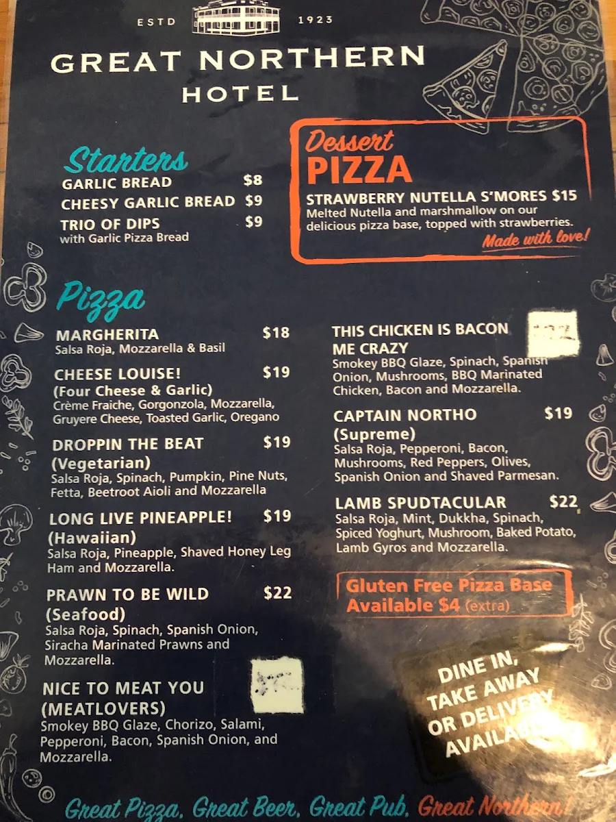 Menu, Great Northern Hotel