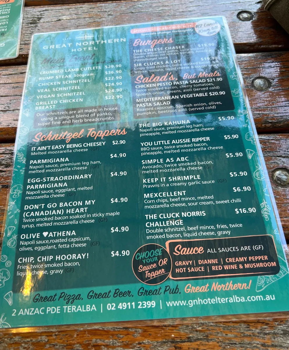 Menu, Great Northern Hotel
