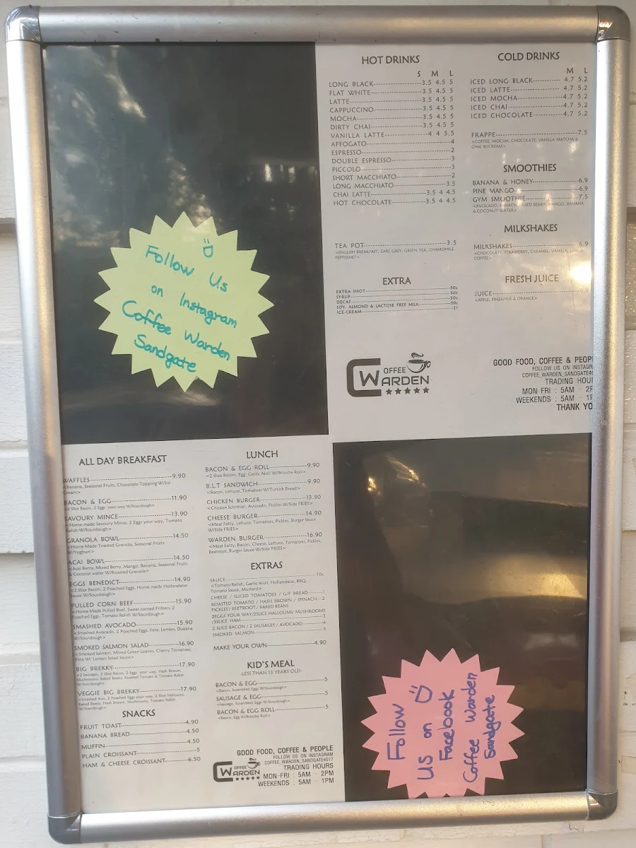 Menu, Coffee warden