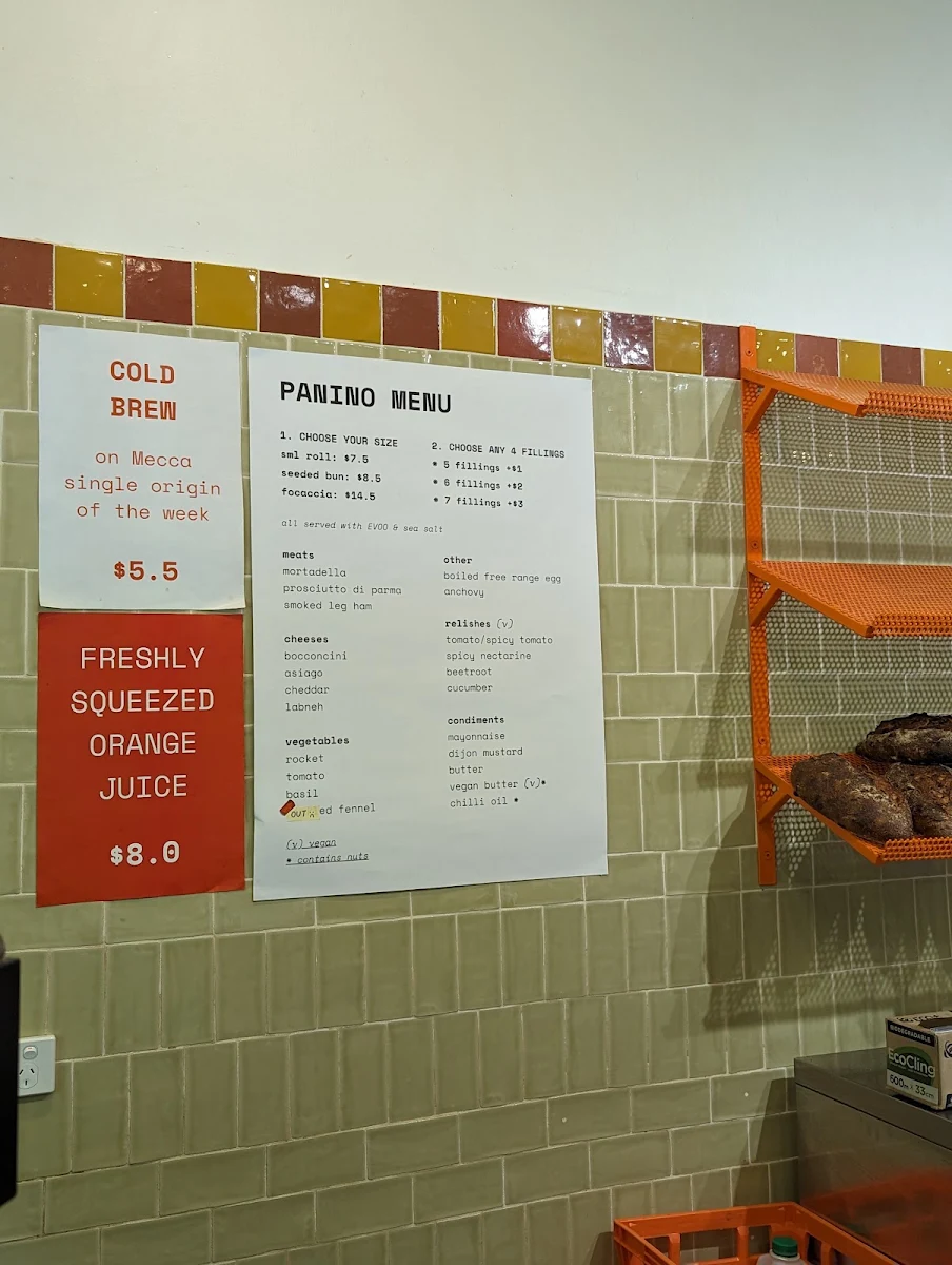 Menu, Fiore Bread