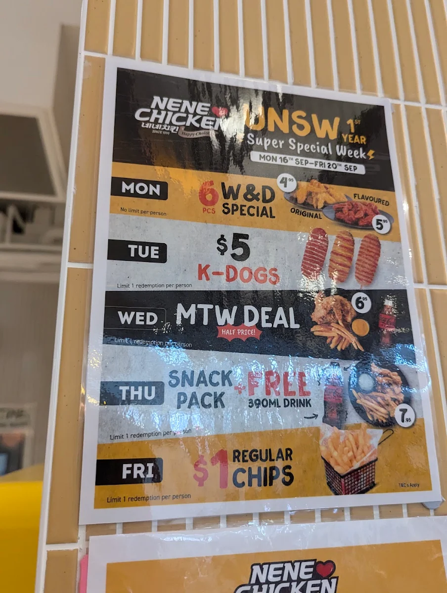 Menu, Nene Chicken