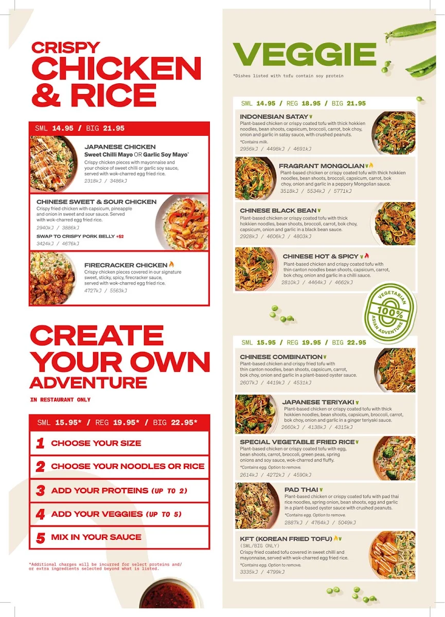 Menu, Nature's Wok Glenelg