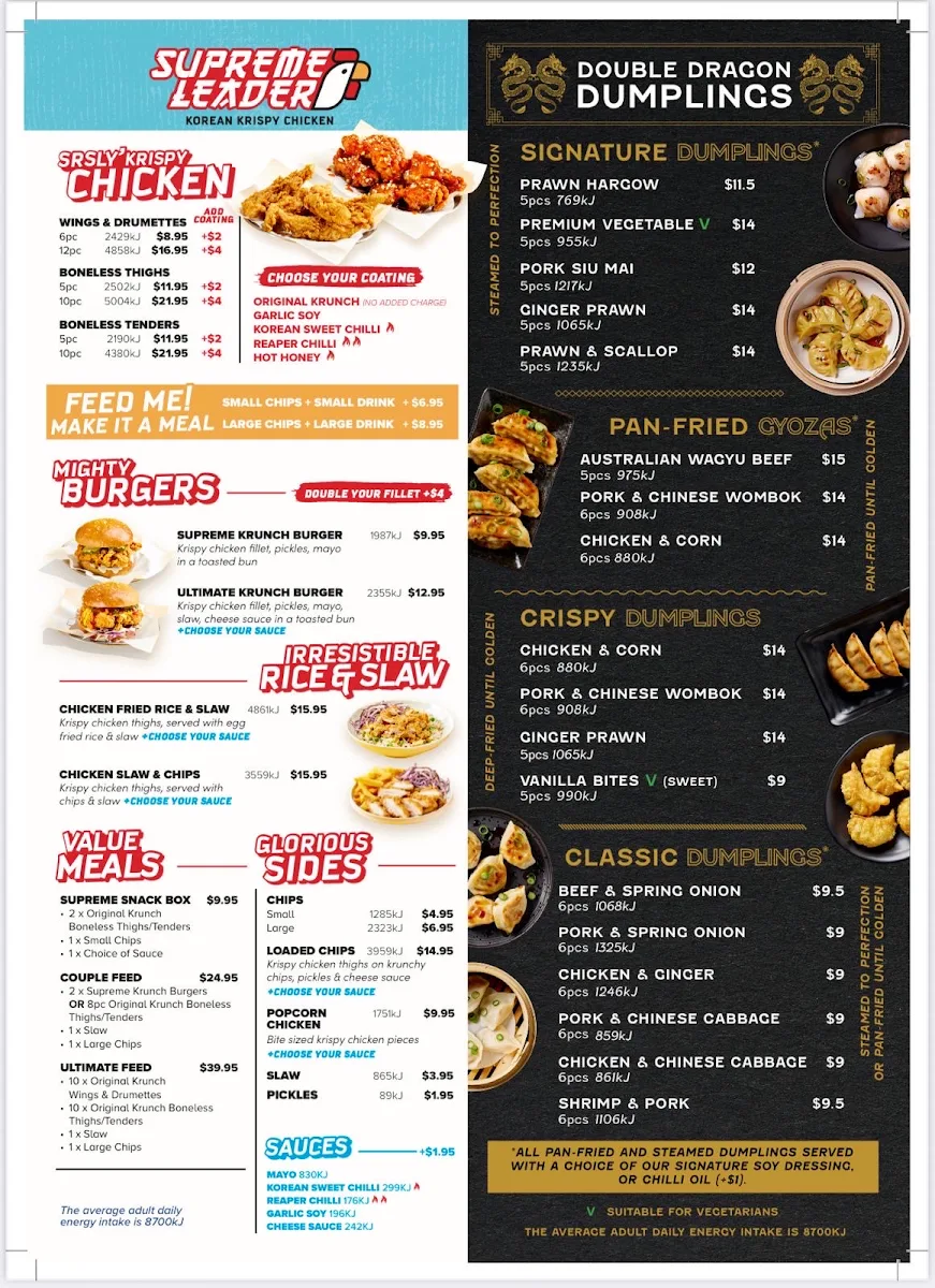 Menu, Nature's Wok Glenelg