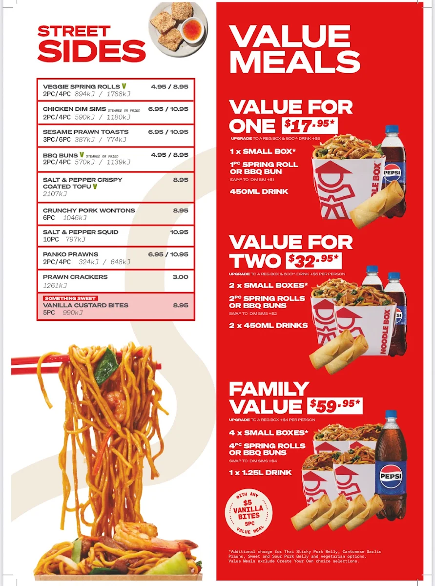Menu, Nature's Wok Glenelg