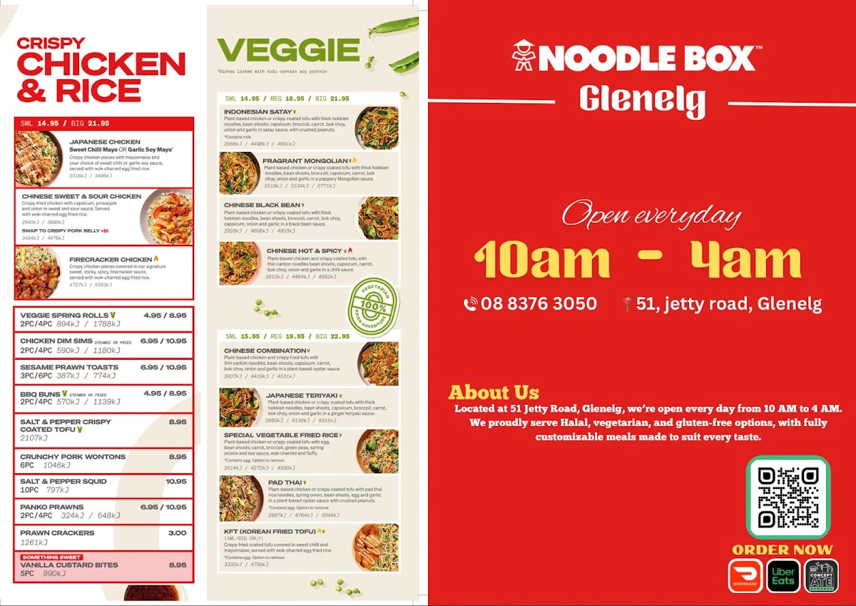 Menu, Nature's Wok Glenelg