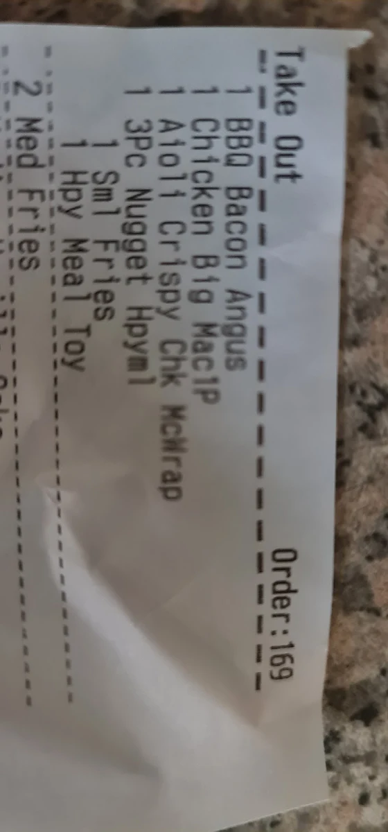 Menu, McDonald's Bellbird Park
