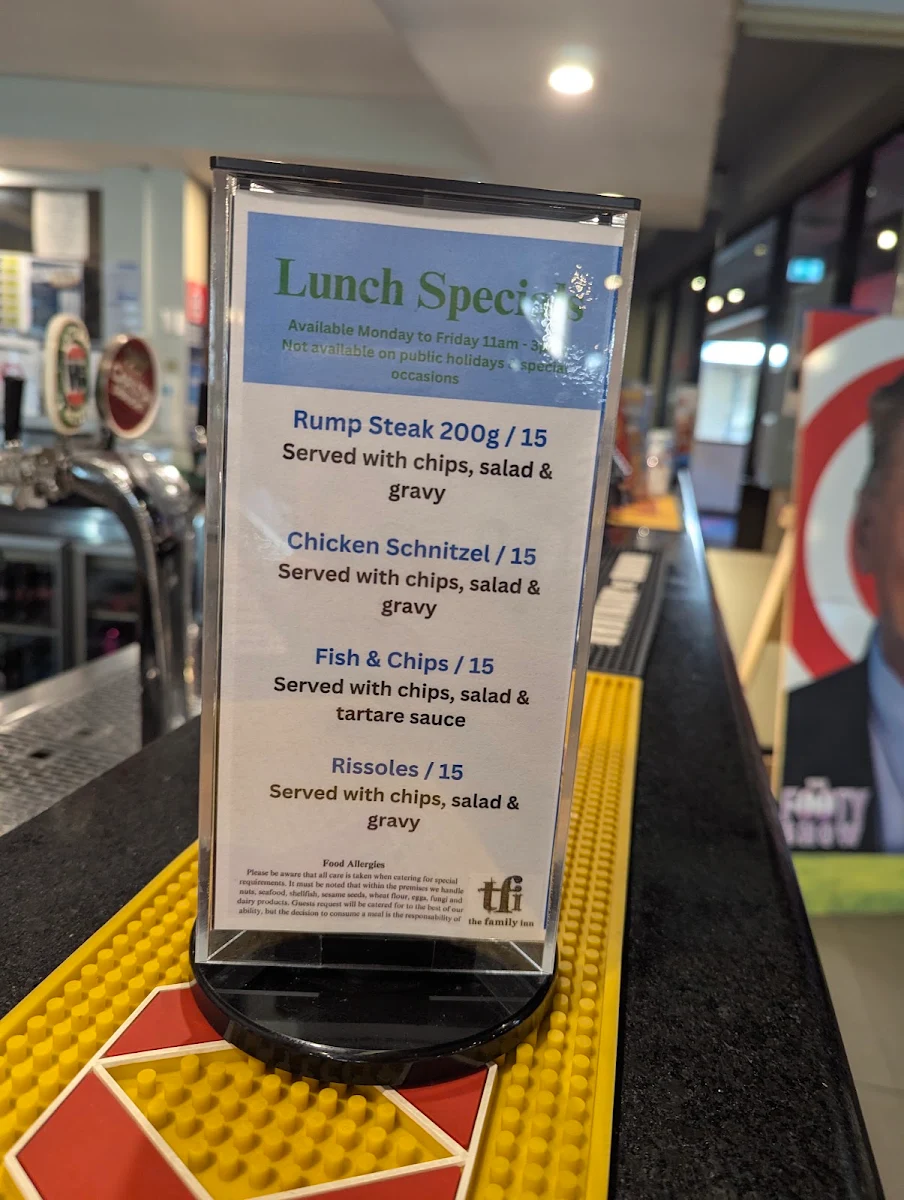Menu, The Family Inn