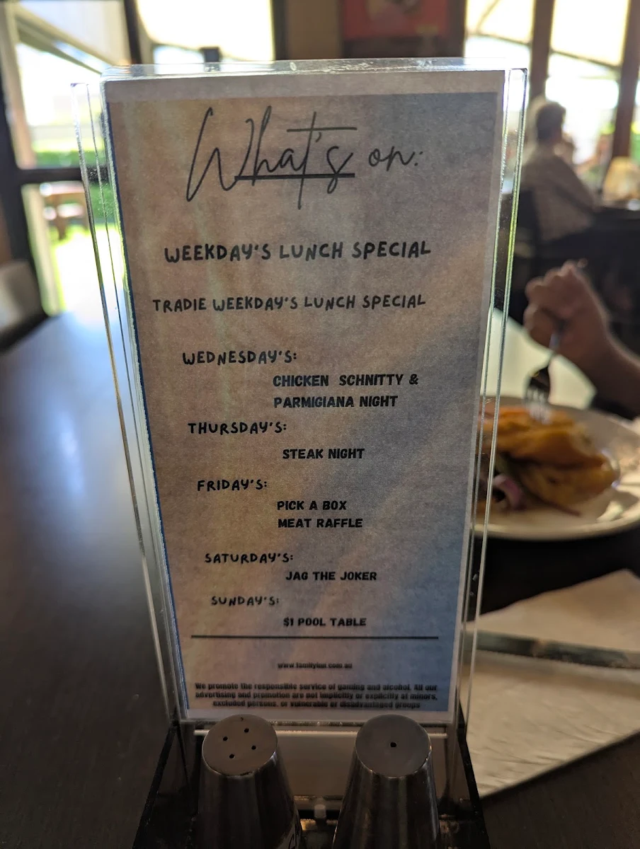Menu, The Family Inn
