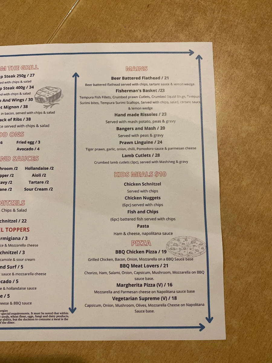 Menu, The Family Inn