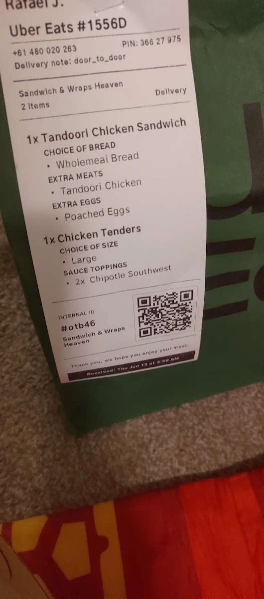 Menu, Sandwich & Wraps Heaven
