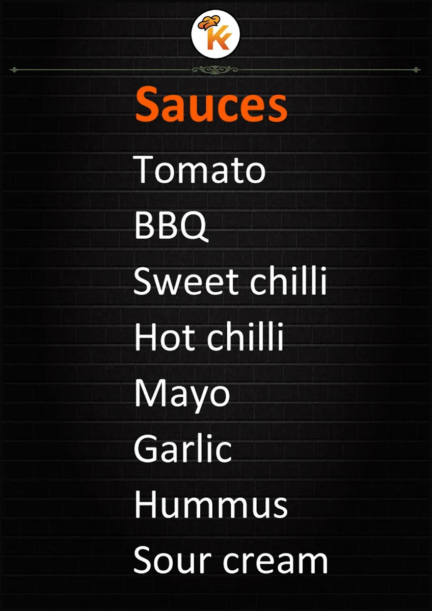 Menu, KK kebabs&burgers