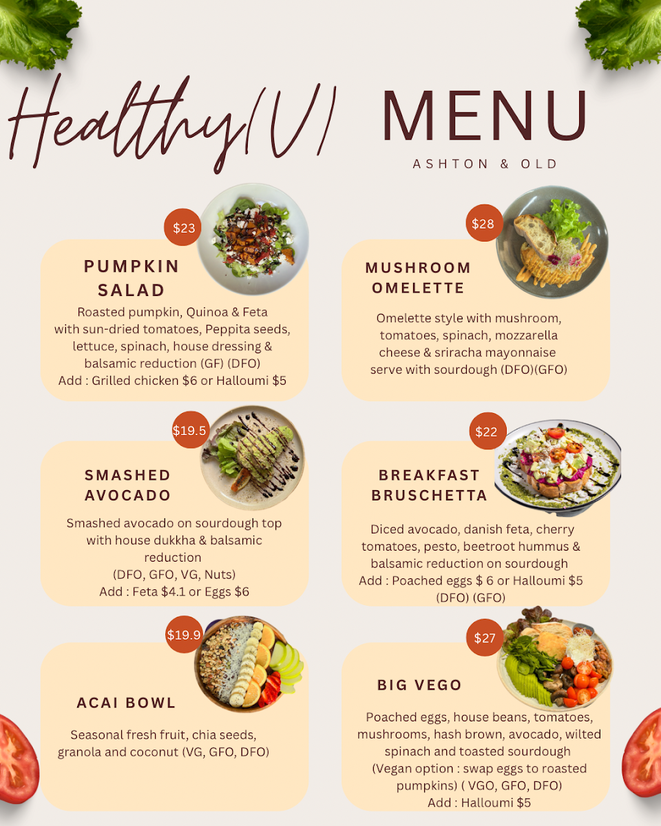 Menu, Ashton & Old