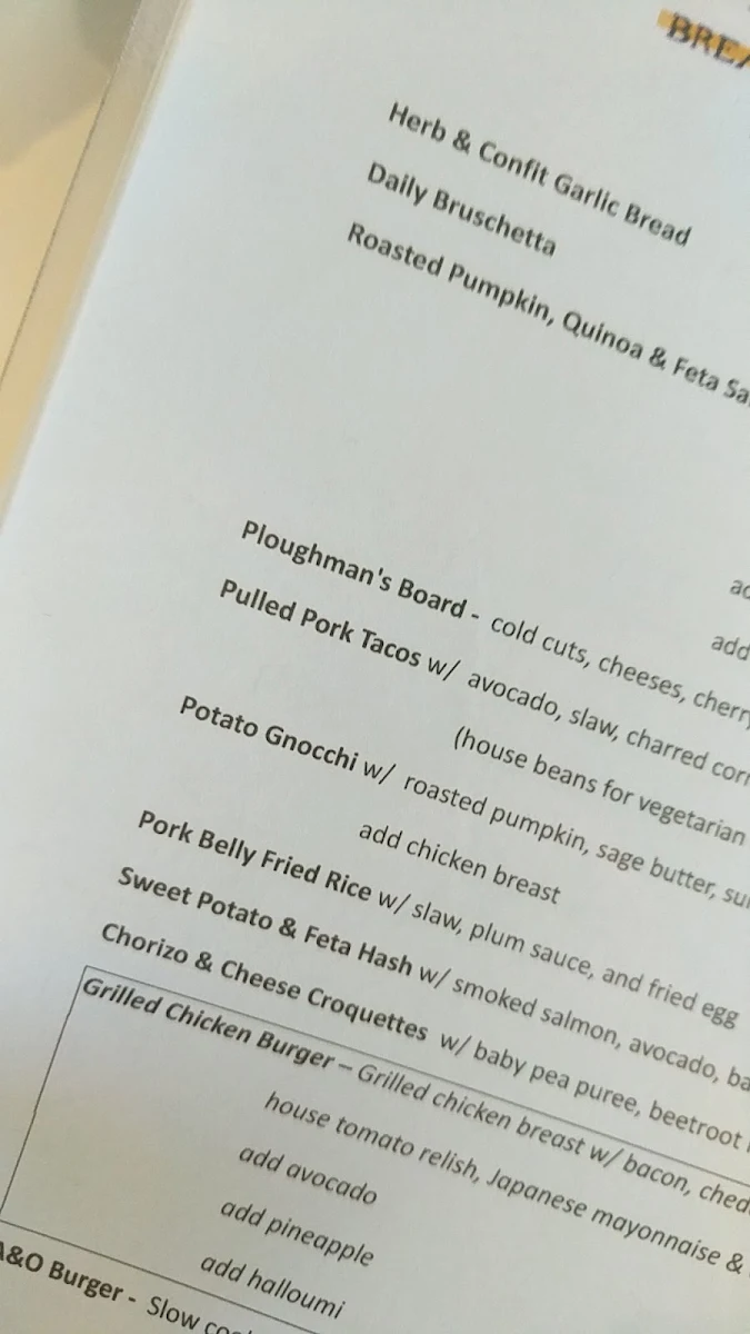 Menu, Ashton & Old