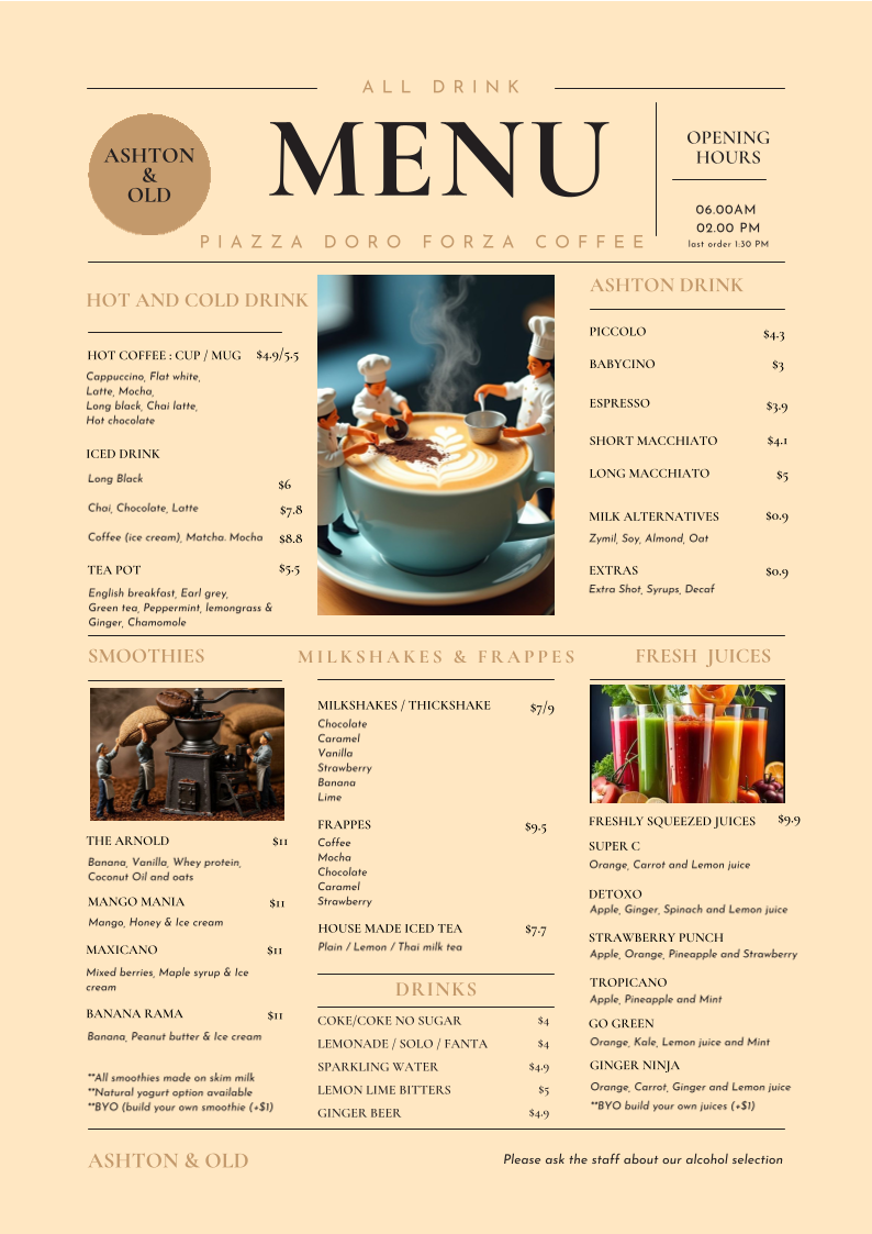 Menu, Ashton & Old